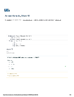 Bài tập trắc nghiệm (quiz) môn An toàn thông tin đề số 10-11 có đáp án | Đại học Sư phạm Kỹ thuật Thành phố Hồ Chí Minh