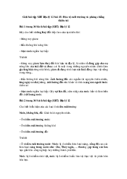 Giải bài tập SBT Địa Lý 12 bài 15: Bảo vệ môi trường và phòng chống thiên tai