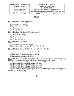 Đề thi học kỳ 1 Toán 8 năm 2019 – 2020 phòng GD&ĐT Gò Vấp – TP HCM