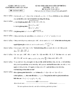 Đề thi chọn học sinh giỏi Toán 10 năm học 2016 – 2017 trường THPT Lục Ngạn – Bắc Giang