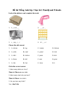 Đề thi Tiếng Anh lớp 3 học kì 2 Family and Friends