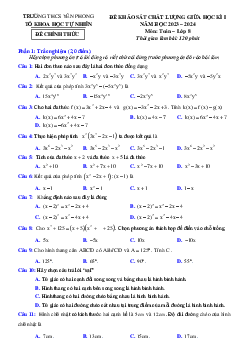 Đề giữa học kì 1 Toán 8 năm 2023 – 2024 trường THCS Yên Phong – Nam Định