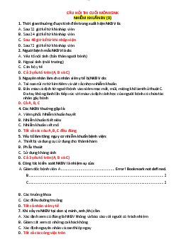Đề cương câu hỏi trắc nghiệm ôn tập Kiểm soát nhiễm khuẩn có đáp án | Đại học Y dược thành phố Hồ Chí Minh