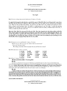 Test on Speaking Skills môn Nói tiếng Anh 4  | Trường đại học Mở Hà Nội