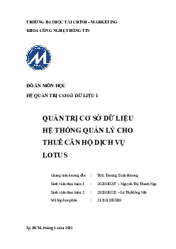 Đồ án môn học Hệ quản trị cơ sở dữ liệu 1 | Đại học Gia Định