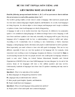 Đề thi thử THPT Quốc gia 2023 môn Tiếng Anh liên trường THPT Nghệ An (có đáp án)