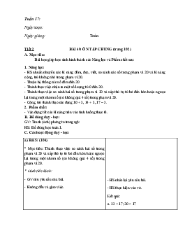 Giáo án Toán 1 - Tuần 17 | sách Cùng học để phát triển năng lực