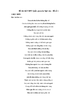 Đề thi thử THPTQG môn Ngữ văn năm 2024 - Đề 1 (có đáp án)