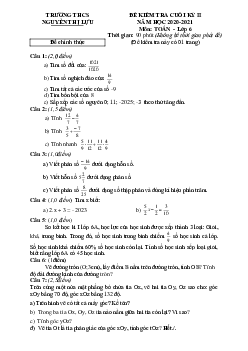 Đề kiểm tra cuối kỳ 2 Toán 6 năm 2020 – 2021 trường THCS Nguyễn Thị Lựu – Đồng Tháp