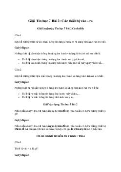 Giải Tin học 7 Bài 2: Các thiết bị vào - ra | Cánh diều