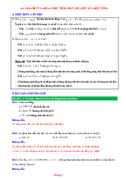Phương pháp giải Bài 6: Chia hết và chia có dư Toán 6 Chân trời sáng tạo