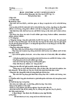 Bài 8: Sulfuric acid và muối sulfate | Giáo án Hóa 11 Kết nối tri thức