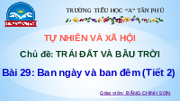 Giáo án điện tử Tự nhiên và xã hội 1 bài 29 Chân trời sáng tạo : Ban ngày và ban đêm