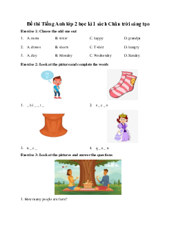 Đề thi học kì 1 môn Tiếng Anh 2 năm 2023 - 2024 sách Chân trời sáng tạo | Đề 1