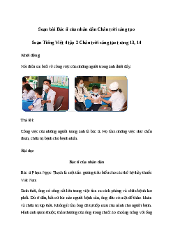 Soạn bài Đọc: Bác sĩ của nhân dân - Tiếng Việt 4 Chân trời sáng tạo