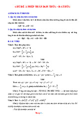 Giáo Án Dạy Thêm Đại Số 8 Chủ Đề Phép Nhân Đơn Thức Đa Thức