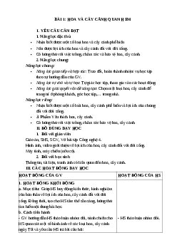 Giáo án Công nghệ lớp 4 Bài 1 Hoa và cây cảnh quanh em  | Chân trời sáng tạo