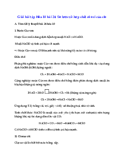 Giải Hóa 10 bài 24: Sơ lược về hợp chất có oxi của clo