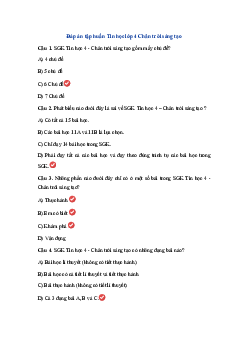 Đáp án trắc nghiệm tập huấn Tin học lớp 4 | Chân trời sáng tạo