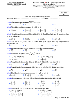 Đề KSCL Toán 10 lần 2 năm 2020 – 2021 trường THPT Yên Lạc 2 – Vĩnh Phúc