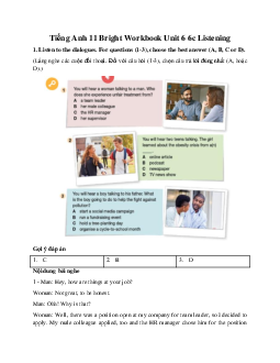 Giải Tiếng Anh 11 Workbook Unit 6 6c Listening | Bright