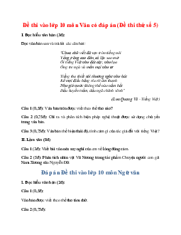 Đề thi vào lớp 10 môn Văn có đáp án (Đề thi thử số 5)