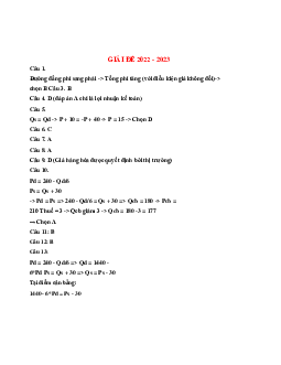 ĐỀ 2022 - 2023 | Kinh Tế học đại cương | Đại học Khoa học Xã hội và Nhân văn, Đại học Quốc gia Thành phố HCM