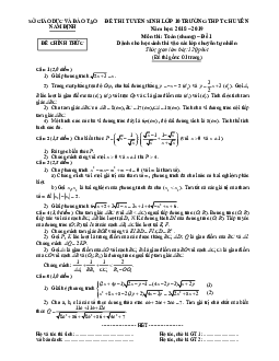 Đề Toán tuyển sinh lớp 10 THPT chuyên 2018 – 2019 sở GD và ĐT Nam Định (đề chung)