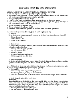 Đề cương Quản trị học đại cương | Đại học Bách khoa Hà Nội