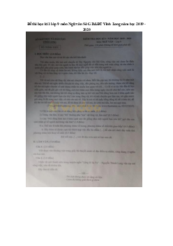 Đề thi học kì 1 lớp 9 môn Ngữ văn Sở GD&ĐT Vĩnh Long năm học 2019 - 2020