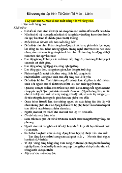 Đề cương ôn tập Kinh tế chính trị Mác - Lênin