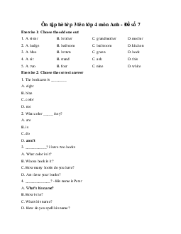 Ôn tập hè lớp 3 lên lớp 4 môn Anh - Đề số 7