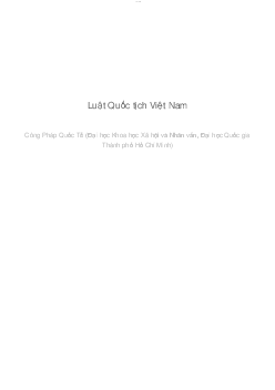 Luật Quốc tịch Việt Nam | Công pháp quốc tế | Đại học Khoa học Xã hội và Nhân văn, Đại học Quốc gia Thành phố HCM