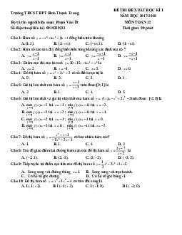 Bộ đề thi đề xuất HK1 Toán 12 năm học 2017 – 2018 sở GD và ĐT Đồng Tháp