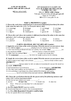 Đề thi thử vào 10 môn Tiếng Anh trường chuyên Lam Sơn năm 2023-2024