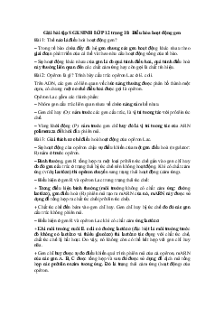 Giải bài tập SGK Sinh học lớp 12 bài 3: Điều hòa hoạt động gen