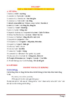 Bài tập thực hành chuyên sâu Tiếng Anh 7 Unit 6: The First University In Viet Nam (có đáp án và lời giải)