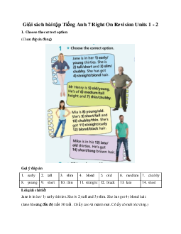 Giải sách bài tập Tiếng Anh 7 Right On Revision Units 1 - 2