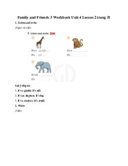 Family and Friends 3 Workbook Unit 4 Lesson 2 trang 31