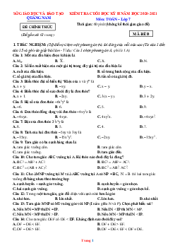 Đề thi học kì 2 toán lớp 7 sở GD Quảng Nam năm 2020-2021 (có đáp án)
