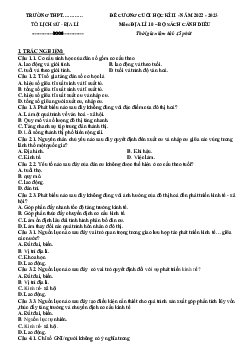 Đề cương ôn tập học kì 2 môn Địa lý lớp 10 năm 2022 - 2023 (Sách mới) | đề 1 Cánh diều