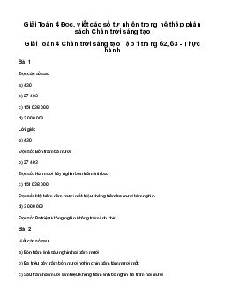 Giải Toán lớp 4 Bài 26: Đọc, viết các số tự nhiên trong hệ thập phân| Chân trời sáng tạo