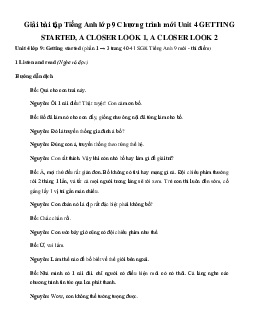 Giải bài tập Tiếng Anh lớp 9 Chương trình mới Unit 4 SKILLS 2, LOOKING BACK - PROJECT