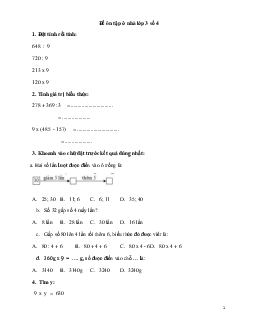 Đề ôn tập ở nhà môn Toán lớp 3 ngày 02/04/2021 (có đáp án)