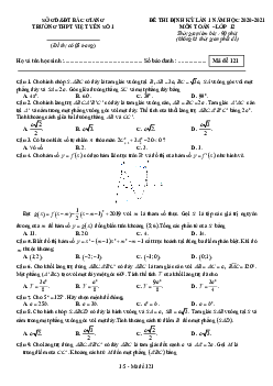 Đề thi định kỳ Toán 12 lần 1 năm 2020 – 2021 trường Việt Yên 1 – Bắc Giang