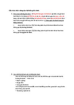 Cấu trúc chức năng của hệ thống tài chính