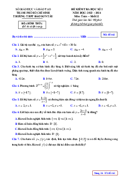Đề học kì 1 Toán 12 năm 2023 – 2024 trường THPT Đào Sơn Tây – TP HCM