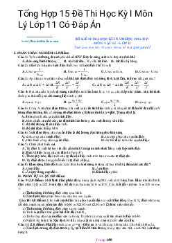 TOP 15 đề thi học kỳ I Môn Lý lớp 11 (có đáp án)