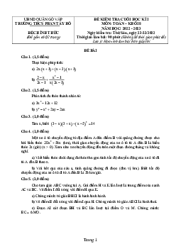 Đề cuối học kì 1 Toán 8 năm 2022 – 2023 trường THCS Phan Tây Hồ – TP HCM