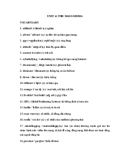 Từ vựng Unit 4 lớp 12 The Mass Media